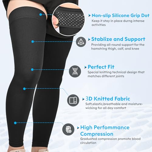 KEKING Full Leg Compression Sleeves, Unisex, Thigh High Compression Stocking 20-30mmHg Graduated Support for Thigh Calf Kn...