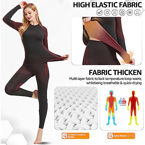 UNIQUEBELLA Womens Thermal Underwear Long Johns Base Layer Set for Women Athletic Underwear Set