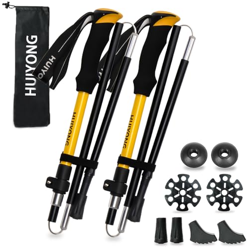 HUINING Foldable Hiking Poles Telescopic,Nordic Walking Poles Women and Men,Trekking Poles,Ultralight Trekking Poles Made ...