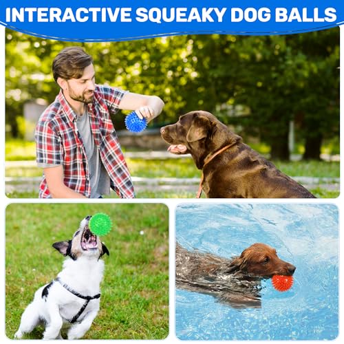 Ousiya 6 Pack 2.5" Light Up Squeaky Dog Balls, Spiky Dog Toy Balls for Puppy Small,Medium Dogs