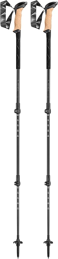 LEKI Black Series Carbon Adjustable Lightweight Walking Poles for Trekking & Hiking