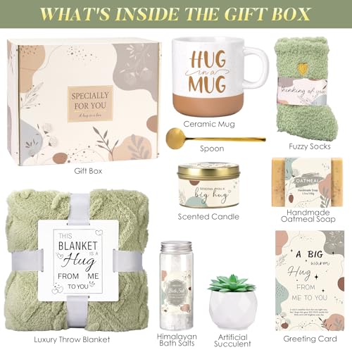 Get Well Soon Gift Baskets for Women, Care Package for Women After Surgery Recovery Gifts, Birthday Gifts, Thinking of You...
