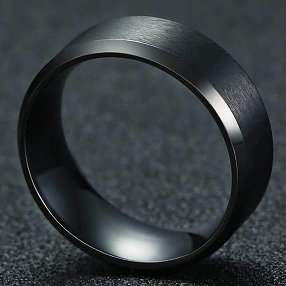 8mm Brushed Matte Black Titanium Stainless Steel Classical Simple Plain Ring Wedding Band (titanium, 6.5)