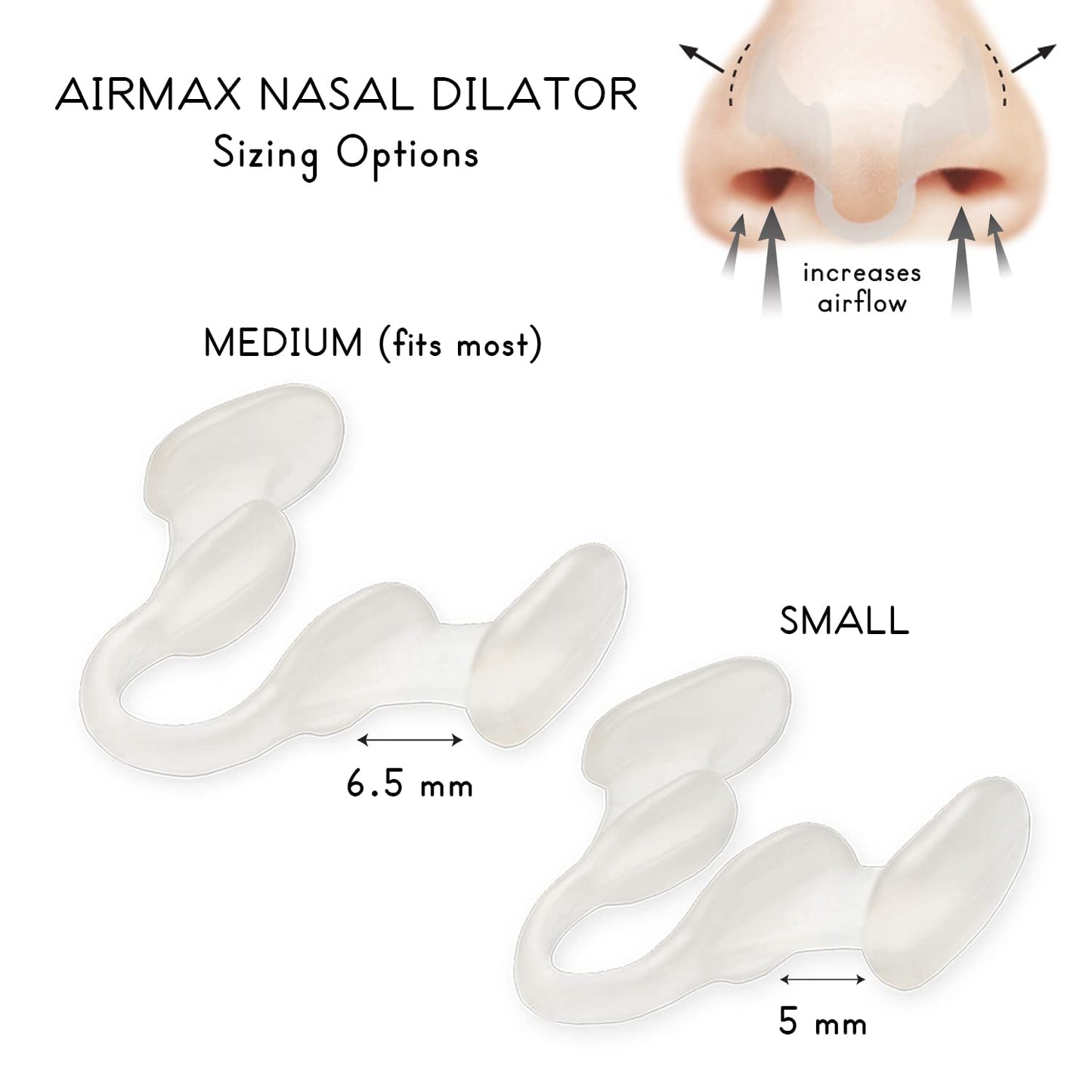 AIRMAX Nasal Dilator for Better Sleep - Natural, Comfortable, Anti Snoring Device, Snoring Solution for Maximum Airflow and Easier Breathing 2 Size Trial Pack (Small and Medium - Clear)