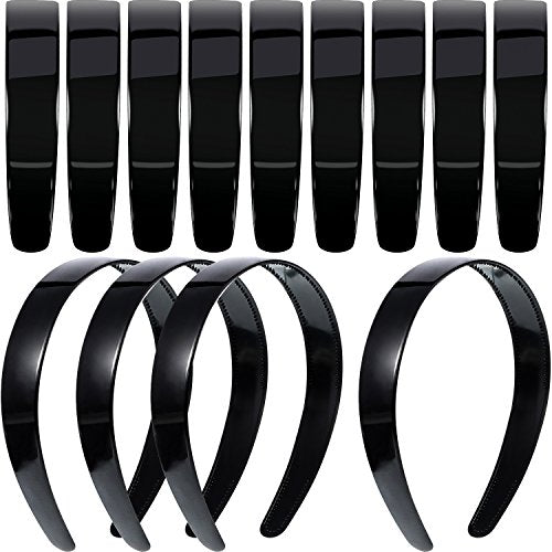 HESTYA 20 Pcs 1 Inch Black Plastic Headbands for Women Plain Craft Hairband with Teeth DIY Hair Accessories Headwear for G...