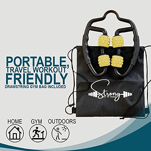 Muscle Roller for Muscles Deep Tissue/w Drawstring Gym Bag | Cellulite Remover Myofascial Massage Tool - Tennis Elbow Mass...