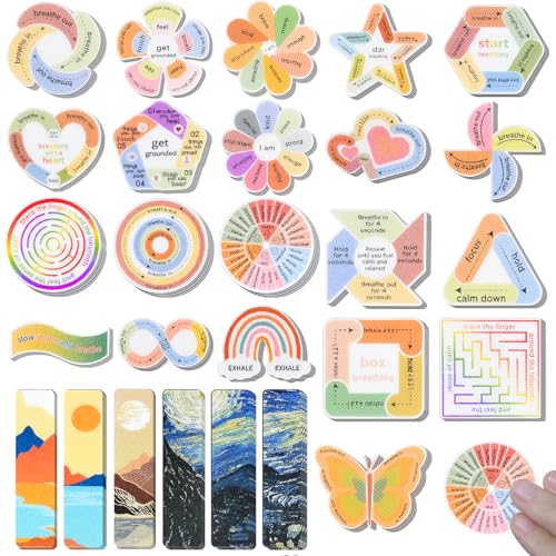 102 Pieces Calm Anxiety Sensory Stickers, 2 Different Surface Texture Styles, Breathing Mindfulness Textured Stickers for ...