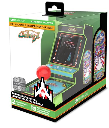 My Arcade New Galaga Red Joystick Player: Galaga and Galaxian Portable Console, Retro Games - 3.5" Full Color Display