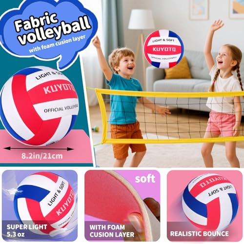 KUYOTQ Soft Indoor Volleyball for Indoor Practice Super Soft and Light Safe Sport Gear Fabric Volleyball for Kids Youth Ad...