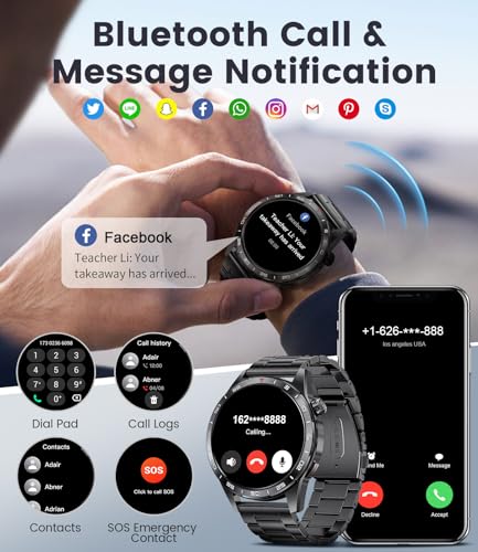 Smart Watch for Men (3 Straps),Answer/Make Calls,1.43'' AMOLED,IP68 Waterproof,110+ Sports Modes Fitness Watch with Sleep ...