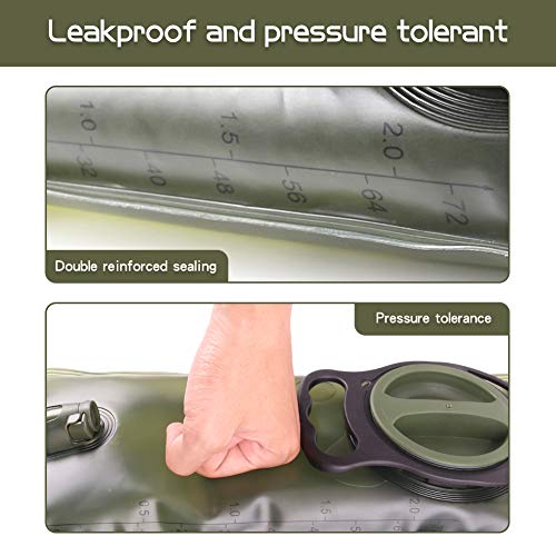 2L Hydration Bladder, BPA Free Water Bladder for Hiking Backpack 2 Liter Military Green Water Storage Bag with Insulated T...