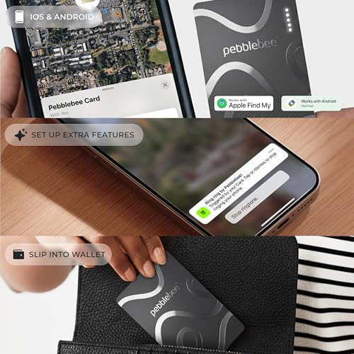 Pebblebee Card 5 | Rechargeable Bluetooth Wallet Tracker Card | Thin Eco-Friendly Alternative Tracking Card to Air Tag & A...