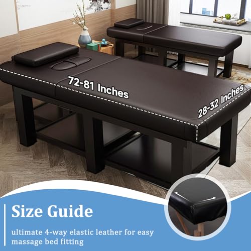 KIDOACOW Leather Massage Table Cover Protector Wipeable Massage Table Cover Fitted Replacement Sheet Covers for Massage Be...
