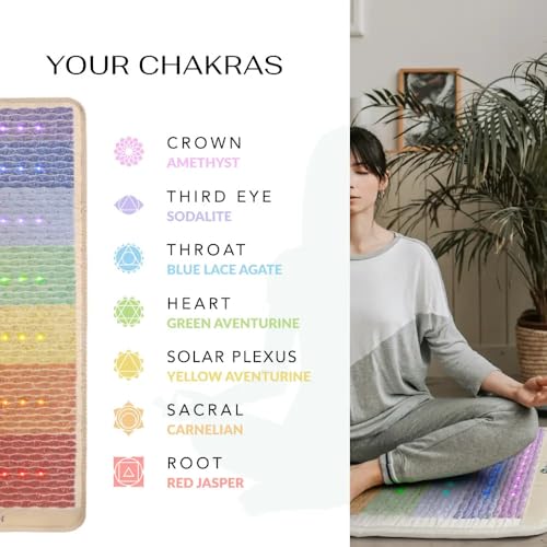 HealthyLine Rainbow Infrared Heating Pad - Full Body Heating Pad - Heat Therapy with Natural Chakra Stones and Healing Cry...