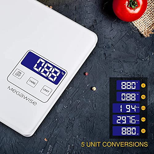 MegaWise Precision Food Scale, 33lb Waterproof Rechargeable Digital Kitchen Scale, 1g/0.04oz Precise Graduation, Weight Gr...