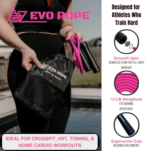 Evo Rope | 1.1LB Weighted Jump Rope for Women & Men – Adjustable 10mm Heavy PVC Skipping Rope for Fitness, Ideal for High-...