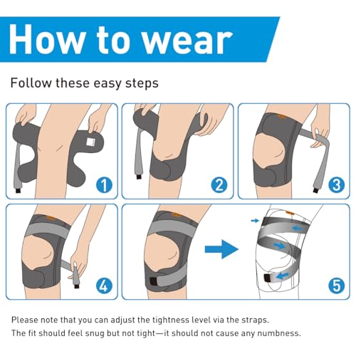 Plus Size Knee Brace for Knee Pain Women and Men Patellar Tendon Support Strap,Adjustable Extra Large Knee Support Stabili...