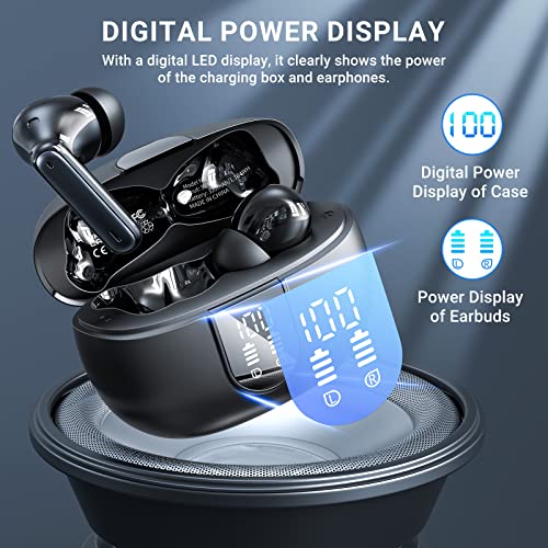 Wireless Earbuds, 2024 Wireless Headphones HiFi Stereo Earphones with 4 ENC Noise Canceling Mic, 42Hs Playtime In Ear Earb...