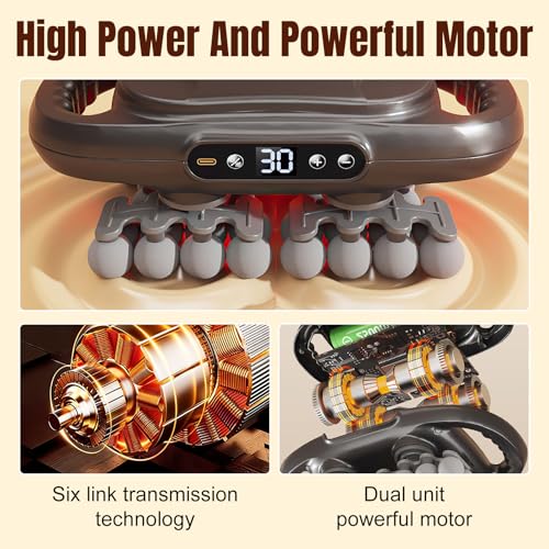 Back Massager with Heat, 42 Heads Hands-Free Electric Back Massager, with 9 Modes & 9 Levels Deep Tissue Massage Gun for P...