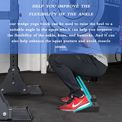 2 Pack Non-Slip Professional Squat Wedge Blocks - Heel Elevated Ramp for Squats, Calf Raises Platform for Men Women, Slant...