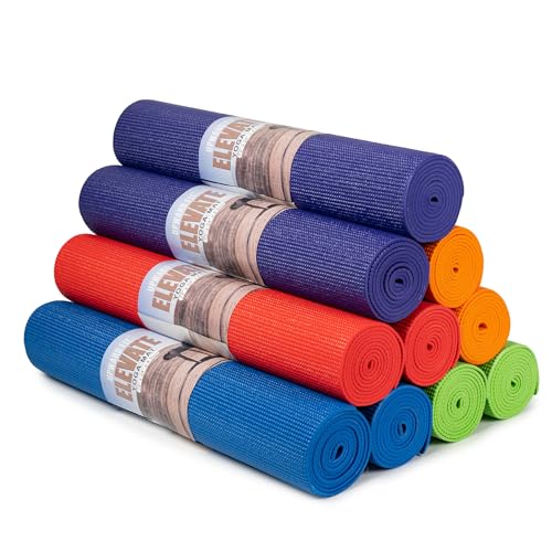 Upward Fit Elevate Yoga Mats, 10 Pack, 72" Long x 24" Wide, 4 mm Thick, Non-Slip and Easy to Clean Gym Mats for Schools an...