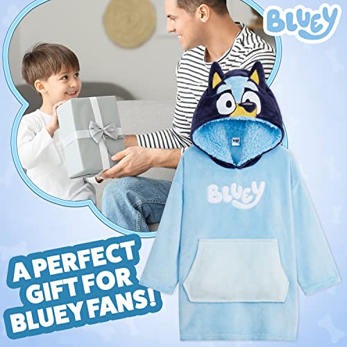 Bluey Blanket Hoodie for Kids Cozy Warm Fleece Wearable Blanket Girls Gifts