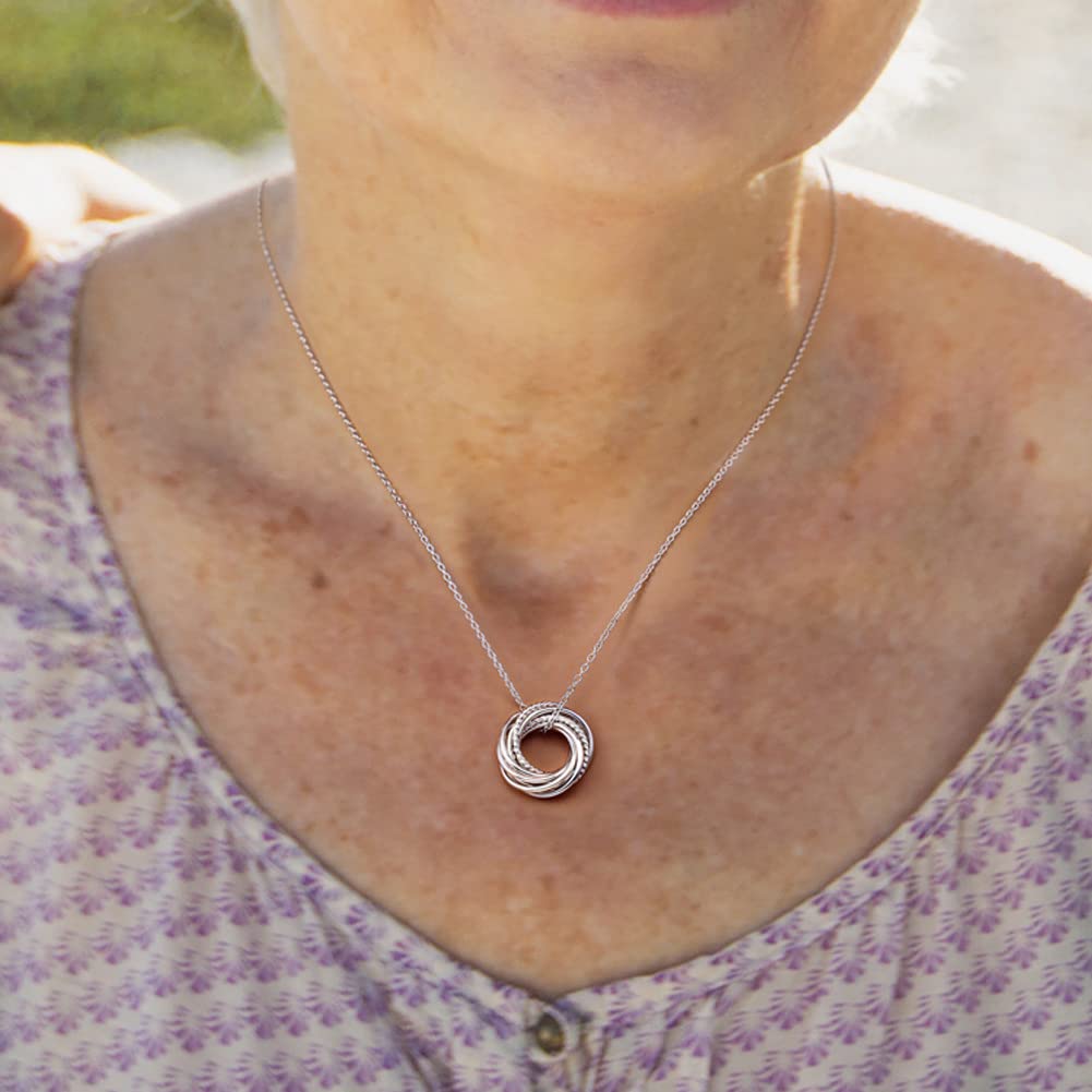 Annamate 90th Birthday Gifts for Women, 925 Sterling Silver Infinity 9 Circle Nine Decades Necklace, Mom Gifts, Mothers Day Jewe