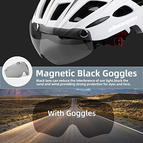 Shinmax Bike Helmet, CPSC/CPC Bike Helmet for Adult Men Women with Magnetic Goggles&Led Back Light Cycling Helmet Adjustab...