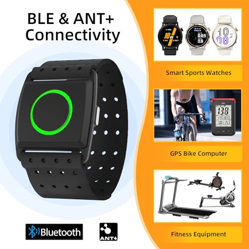 EZON Heart Rate Monitor C022Pro,Bluetooth& ANT+ Heart Rate Monitor Armband with HR Zone LED Indicator,Optical HRM Sensor f...