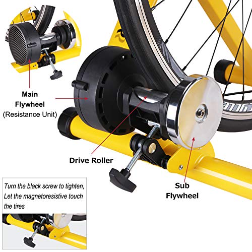 Bike Trainer, Magnetic Bicycle Stationary Stand for Indoor Exercise Riding, 26-29" & 700C Wheels, Quick Release Skewer & F...