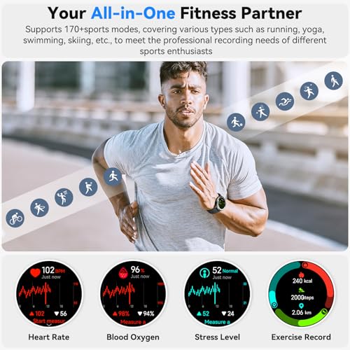 Hrevzon Smart Watch for Men, GPS Smartwatch Fitness Activity Tracker with Heart Rate/Sleep Monitor, Pedometer, Bluetooth C...