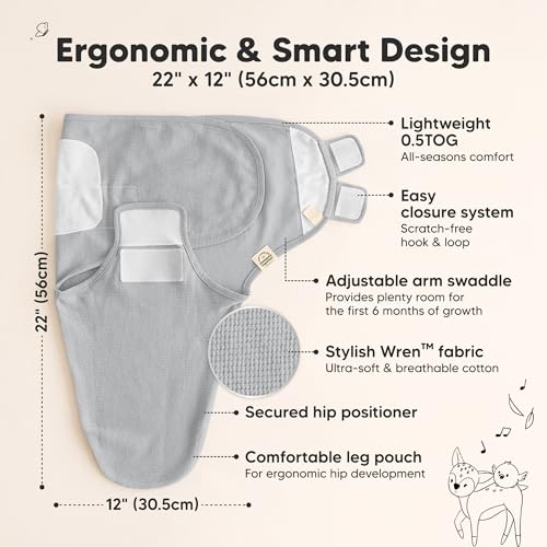 3-Pack Organic Swaddles for Newborns, Baby Sleep Sacks 0-3 Months - Baby Swaddle Wrap, Newborn Wearable Blanket, Infant Sl...