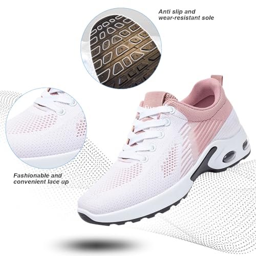 Padgene Womens Sneakers Air Cushion Running Shoes Lightweight Tennis Walking Shoes Mesh Breathable Gym Work Fashion Sneake...