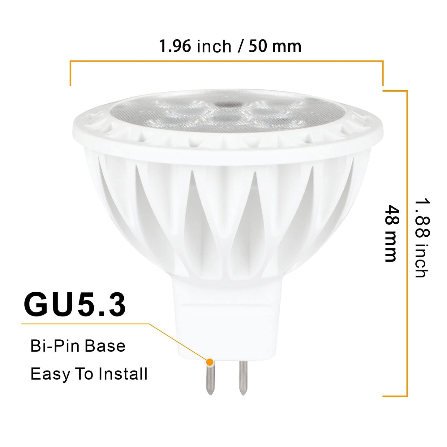 Kapata Mr16 Led Bulb Dimmable 50W Halogen Replacement Gu5.3 Base Led Light Bulbs For Recessed Lighting  Track Lights (Daylight White)