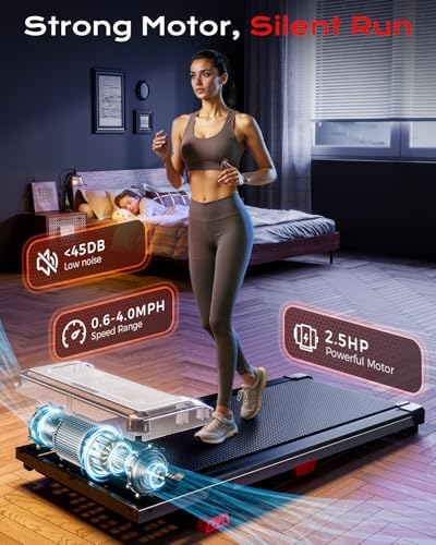Walking Pad, Treadmill with Incline, 10% Under Desk Treadmill, EAGLOG 2.5HP Portable Treadmills for Home Small Women, Runn...