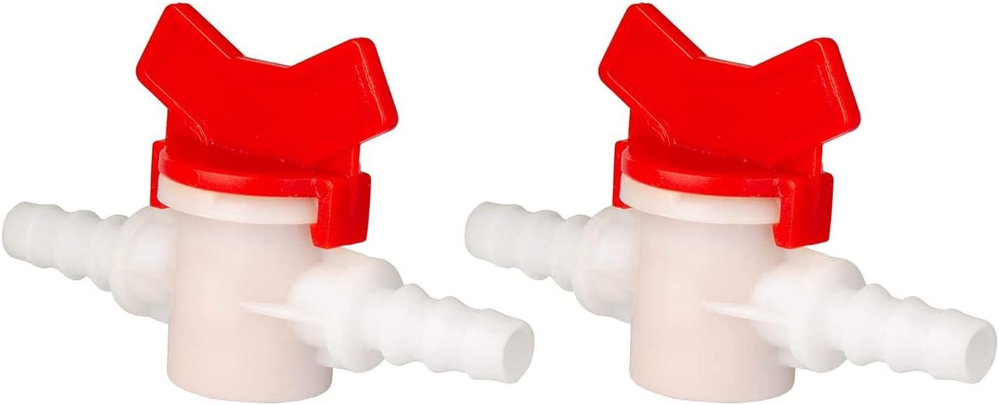 5 Pack Barbed Ball Valve 1/4" OD In-Line Ball Valve Shut-Off Switch with Hose Barb for Drip Irrigation and Aquariums Agricultura Garden