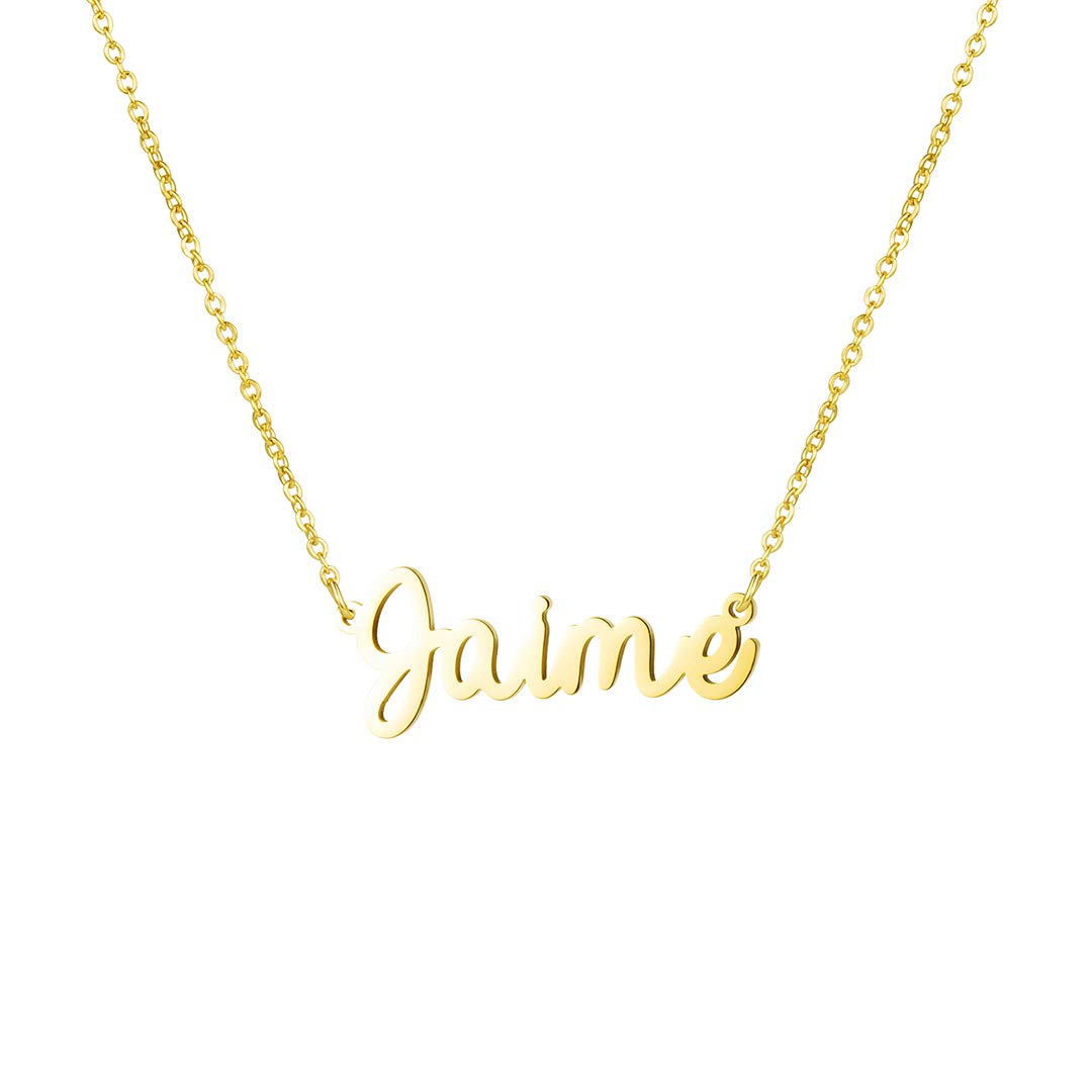 Awegift Women Jewelry Name Necklace Big Initial Gold Plated Best Friend Women Gift for Her Jaime