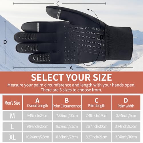 HOPSOOKEN Winter Gloves for Men Women Touch Screen Waterproof Fleece Warm Windproof Thermal Gloves for Running Cycling Dri...
