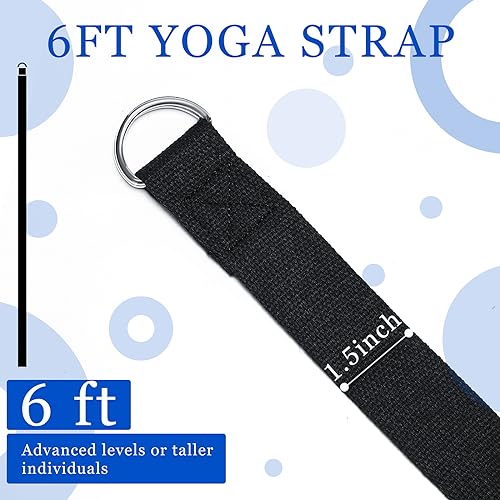 Leyndo Yoga Strap Stretching Pilates Exercise Adjustable Straps 6 ft Non Elastic Yoga Belt with Adjustable D Ring Buckle f...