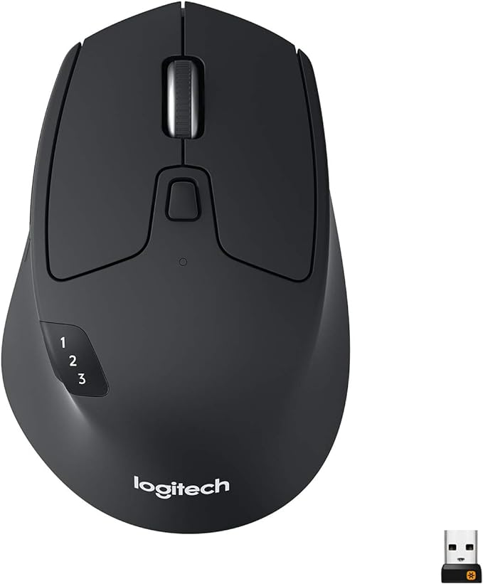 Logitech M720 Triathlon Wireless Mouse, Bluetooth, USB Unifying Receiver, 1000 DPI, 6 Programmable Buttons, 2-Year Batter...