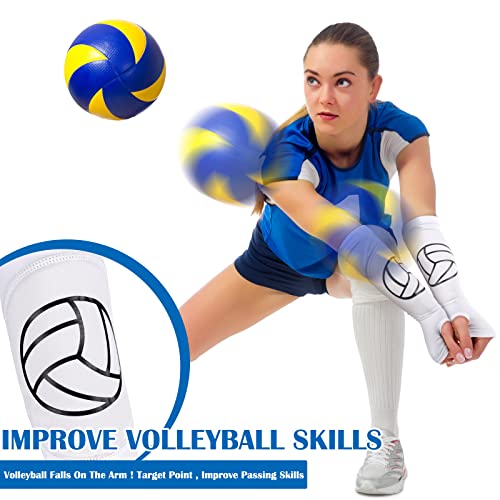 Newcotte 2 Pairs Volleyball Arm Sleeves Hitting Passing Forearm Sleeves with Protection Pads and Thumb Hole Padded