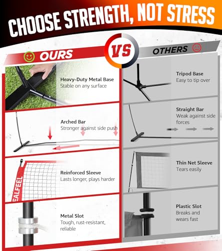 ZEALFEEL Volleyball Net, 12ft/20ft Volleyball Training Net for Backyard Height Adjustable, Portable Freestanding Practice ...