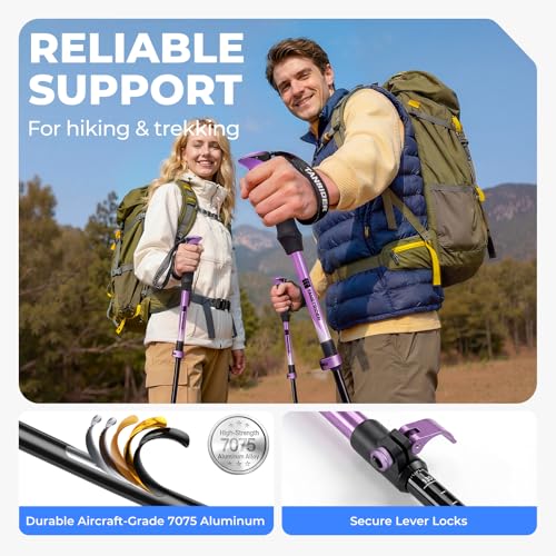 TANSTRIDER Collapsible Hiking Poles Folding Trekking Poles Walking Stick Lightweight Aluminum Hiking Gear with Metal Quick...