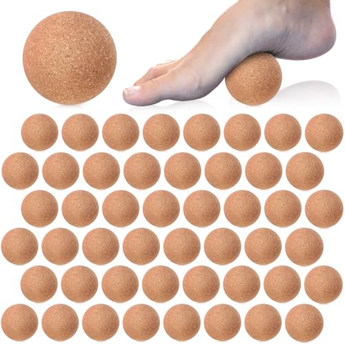 Seenelling 50 Pcs Cork Massage Ball Solid Hard Myofascial Release Yoga Ball for Back Foot Neck Pain Therapy Portable Tissu...