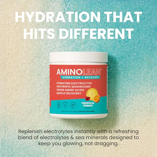 AminoLean Recovery + Hydration – Electrolytes Powder & BCAA Amino Acids for Instant Hydration & Post-Workout Recovery – No...
