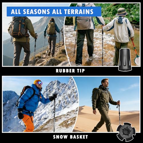 Deepfeel Collapsible Trekking Pole Adjustable Hiking Pole - Aluminum Alloy 7075 Walking Stick with Telescopic & Foldable T...