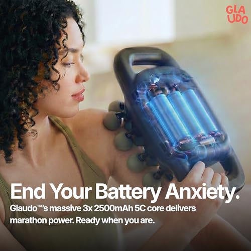 GLAUDO 20-Head Massage Gun - Deep Tissue Percussion Massager with 30 Speeds & 3 Modes - Ultra Quiet Handheld Muscle Massag...