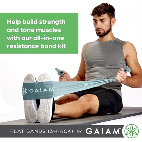 Gaiam Restore Strength and Flexibility Resistance Band Kit Set - 3 Levels of Resistance - Strength Training Workout Bands ...