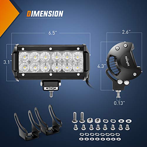 Nilight Led Pods 2Pcs 36W 2800LM 6.5 Inch Flood Off Road Light Bar Super Bright Driving Work Fog Lamps for Trucks Pickup G...
