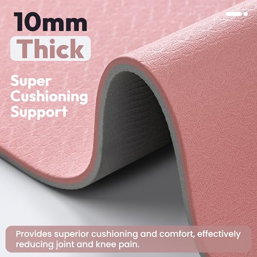 UMINEUX Extra Thick Yoga Mat, 10MM (2/5") Yoga Mat Non Slip, POE Yoga Mats for Women Men, 72"x24", Great for Workout, Yog...